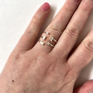 PANDORA sterling silver and crystal ring, size 6